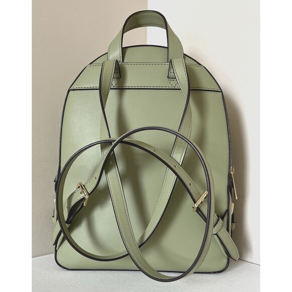 New Michael Kors Jaycee Medium Zip Pocket Backpack Leather Light Sage - Picture 2 of 9